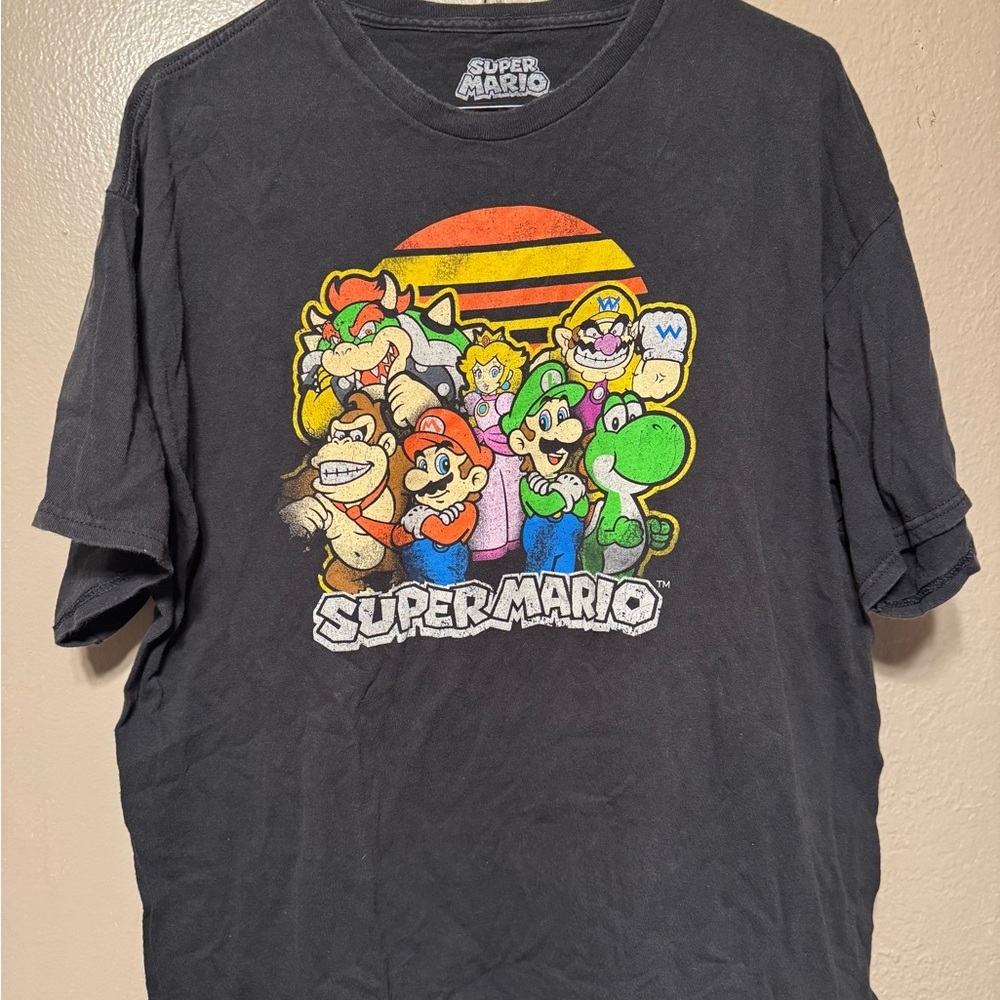 Super Mario Black Graphic T-Shirt‎ Vintage XL